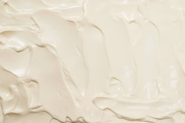 Beyaz krem şanti dokusu. Üst görünüm. 