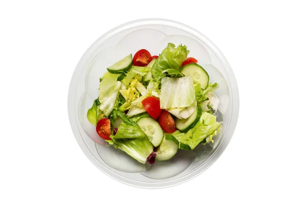 Ensalada Con Verduras Frescas Aisladas Sobre Fondo Blanco Vista Superior — Foto de Stock