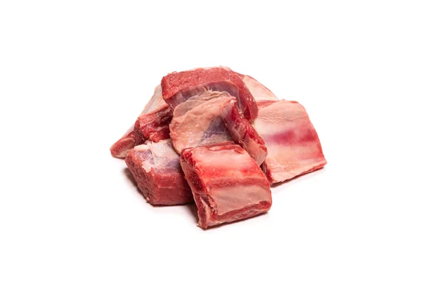 Raw Beef Ribs Isolated White Background Top View — Stock Photo, Image