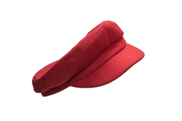 Cappello Donna Rosso Con Visiera Isolata Sfondo Bianco — Foto Stock