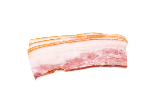 Tranches Bacon Crues Isolées Sur Fond Blanc Vue Dessus — Photo