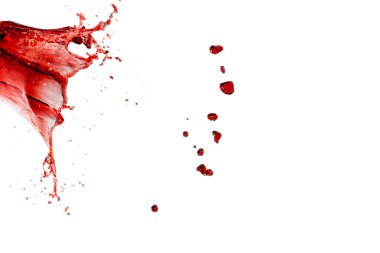 Beyaz arkaplanda kırmızı sıçramalar. 