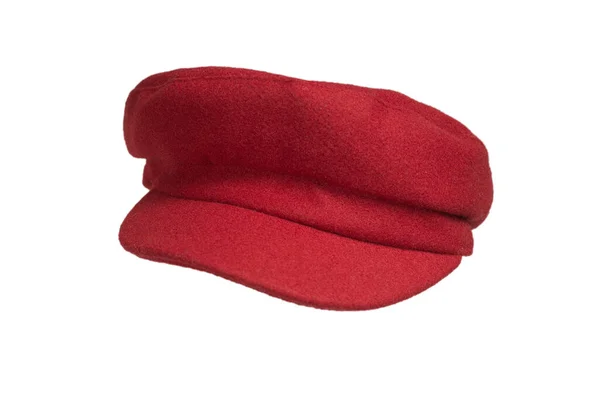 Cappello Donna Rosso Con Visiera Isolata Sfondo Bianco — Foto Stock