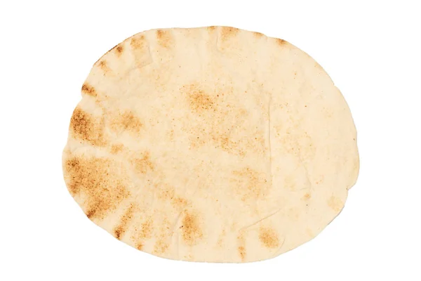 白の背景に隔離された焼きピッタパン トップ表示 — ストック写真