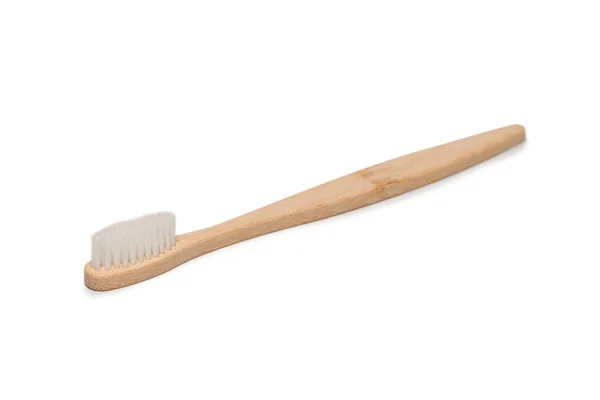 Bamboo Toothbrush Isolated White Background Top View — Stock Photo, Image