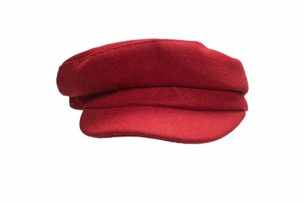 Chapéu Vermelho Feminino Com Viseira Isolada Sobre Fundo Branco — Fotografia de Stock