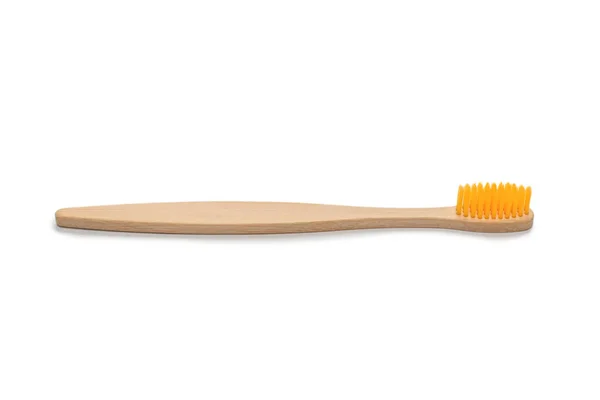 Bamboo Toothbrush Isolated White Background Top View — Stock Photo, Image