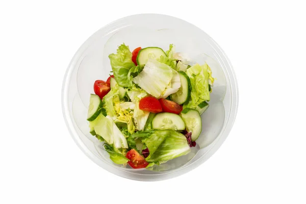 Ensalada Con Verduras Frescas Aisladas Sobre Fondo Blanco Vista Superior —  Fotos de Stock