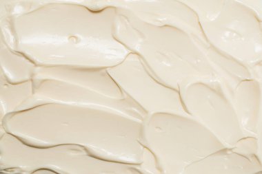 Beyaz krem şanti dokusu. Üst görünüm. 