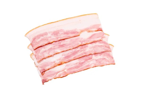 Raw Bacon Slices Isolated White Background Top View — Stock Photo, Image