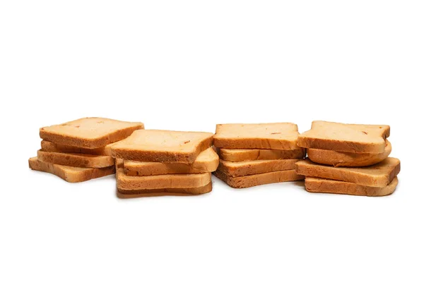 Delicious Bread Slices Isolated White Background Top View — Stock Photo, Image