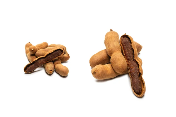 Söt Tamarind Isolerad Vit Bakgrund Ovanifrån — Stockfoto