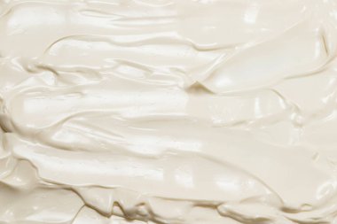 Beyaz krem şanti dokusu. Üst görünüm. 