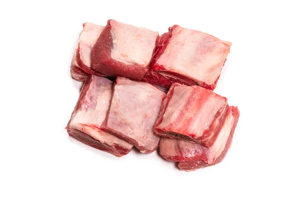 Raw Beef Ribs Isolated White Background Top View — Stock Photo, Image