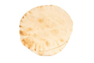Beyaz arka planda ızgara pitta ekmeği. Üst görünüm. 