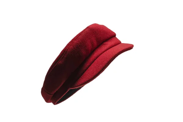 Cappello Donna Rosso Con Visiera Isolata Sfondo Bianco — Foto Stock