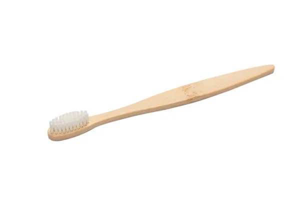 Bamboo Toothbrush Isolated White Background Top View — Stock Photo, Image