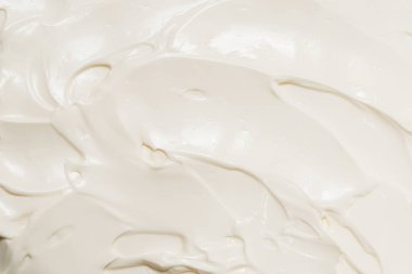 Beyaz krem şanti dokusu. Üst görünüm. 