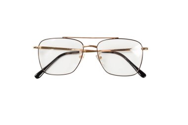 Beyaz arka planda izole edilmiş şeffaf moda gözlükleri. 