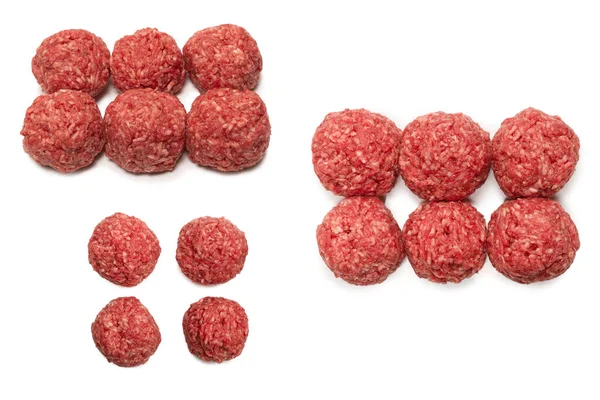 Raw Meat Balls Isolated White Background — Stock Photo, Image