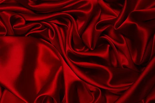 Gazdag Luxus Vörös Selyem Szövet Textúra Háttér Felülnézet — Stock Fotó