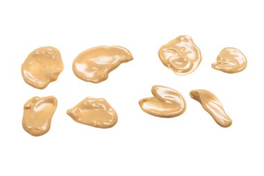 Mantar sosu beyaz arka planda izole edilmiş. Üst görünüm. 