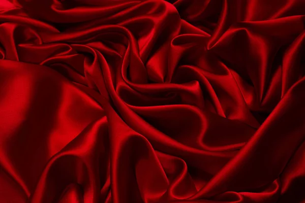Gazdag Luxus Vörös Selyem Szövet Textúra Háttér Felülnézet — Stock Fotó
