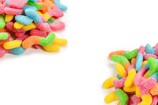 Saftige Bunte Gelee Bonbons Isoliert Auf Weiß Gummibärchen Schlangen — Stockfoto