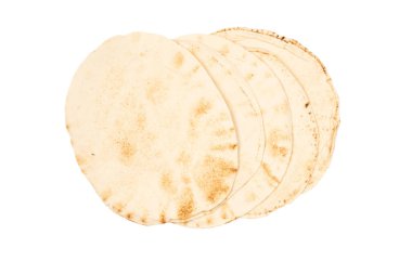 Beyaz arka planda ızgara pitta ekmeği. Üst görünüm. 