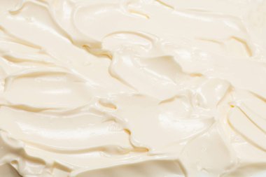 Beyaz krem şanti dokusu. Üst görünüm. 