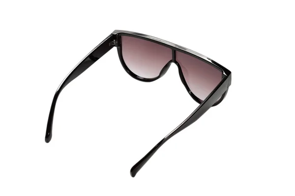 Frau Schwarze Trendige Sonnenbrille Isoliert Auf Weißem Hintergrund — Stockfoto