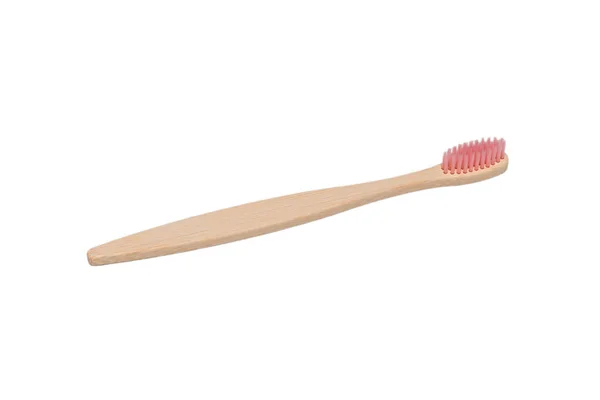 Bamboo Toothbrush Isolated White Background Top View — Stock Photo, Image