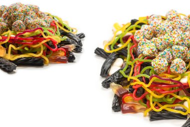 Lezzetli jöleli şekerler. Üst görünüm.  