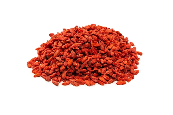 Gruppo Bacche Rosse Goji Isolate Fondo Bianco — Foto Stock