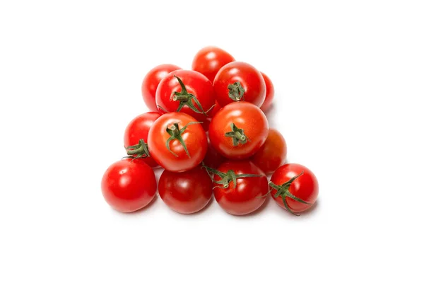 Molti Pomodorini Ciliegini Isolati Sfondo Bianco Gruppo Pomodorini — Foto Stock