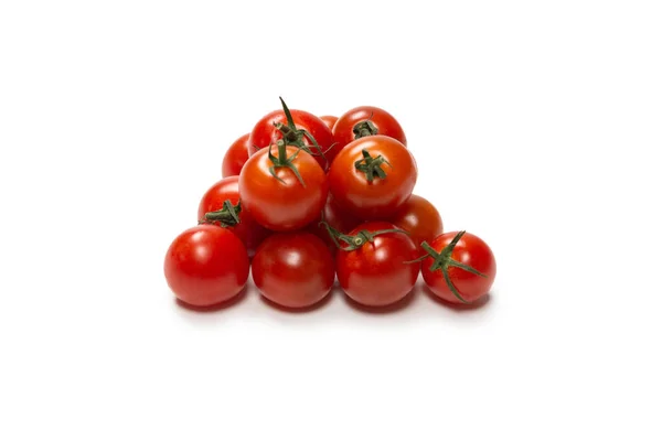 Muchos Pequeños Tomates Cherry Aislados Sobre Fondo Blanco Grupo Tomates —  Fotos de Stock