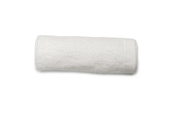Asciugamano Cotone Soffice Bianco Isolato Uno Sfondo Bianco Spa Resort — Foto Stock