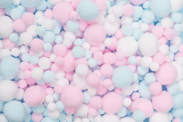 White Pink Blue Soft Pompons Background Bright Background — Stock Photo, Image