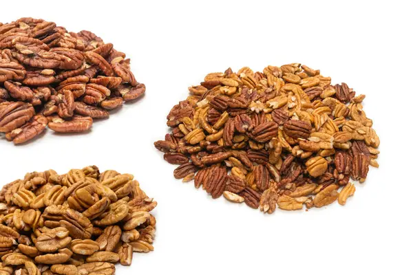 Pecan Nut Isolated White Background Top View — Stock Photo, Image