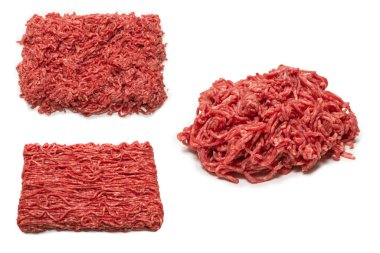 Çiğ biftek kıymalı et arka planı. Üst görünüm.