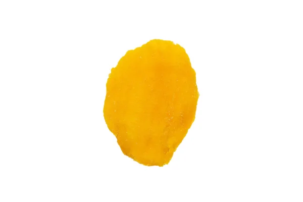 白い背景に隔離された乾燥したおいしいマンゴーのスライス トップ表示 — ストック写真