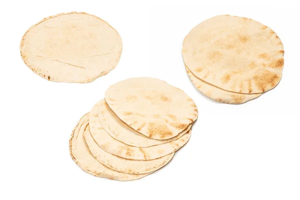 Gegrilde Pitta Brood Geïsoleerd Witte Achtergrond Bovenaanzicht — Stockfoto