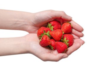 Çilek beyaz arka planda izole bir şekilde tutulur..