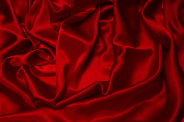 Rich Luxury Red Silk Fabric Texture Background Top View — Stock Photo, Image