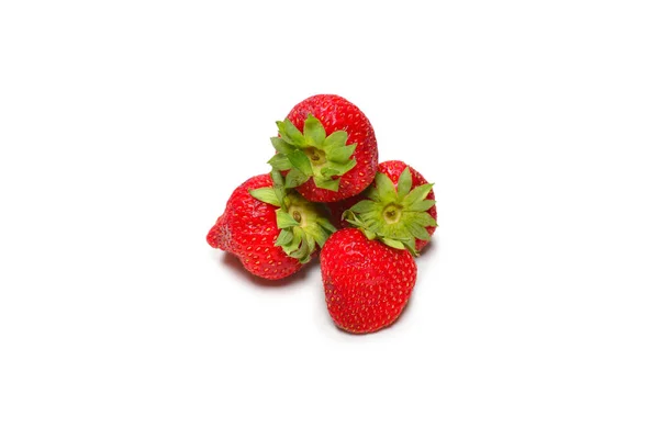 딸기야 매크로 흰색으로 격리되어 있습니다 위에서 — 스톡 사진