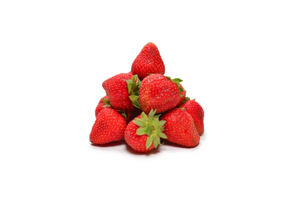 Strawberry Fresh Berries Macro Isolated White Top View — Stock Photo, Image