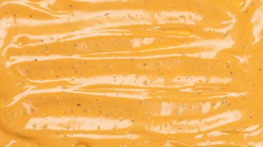 Çırpılmış leziz sos dokusu. Hamburger sosu geçmişi. Üst görünüm. 