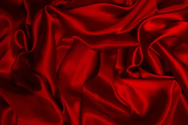 Riche Luxueux Tissu Soie Rouge Fond Texture Vue Dessus — Photo