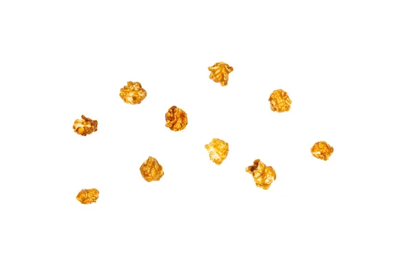 Caramel Pop Corn Isolated White Background Copy Space — Stock Photo, Image