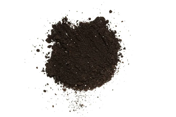 Fekete Föld Növény Elszigetelt Fehér Háttérrel Földminta — Stock Fotó